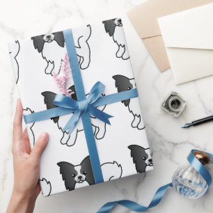 Papier Cadeau Motif Cartographié de chien noir et blanc