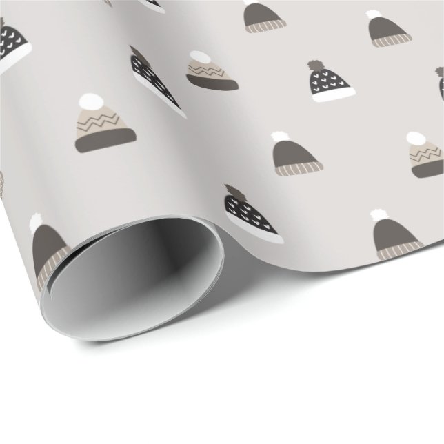 Papier Cadeau Motif Casquette en laine tiré à la main (Coin rond)