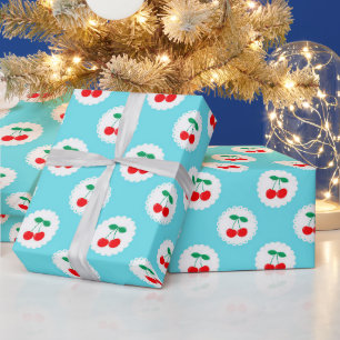 Papier Cadeau Motif Cerise – Cadeau & Décoration Rétro aux Fruit