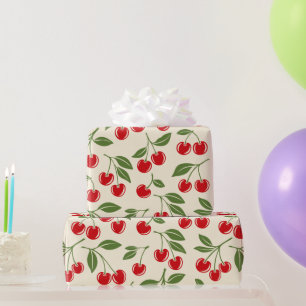 Papier Cadeau Motif Cerise Douce Rouge Coquette