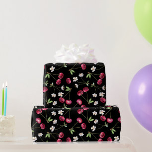 Papier Cadeau Motif Cerise Rouge Sucré