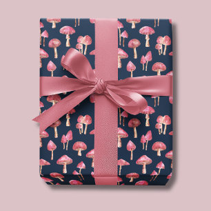 Papier Cadeau Motif champignon rose
