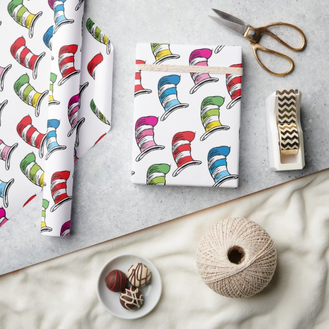 Papier Cadeau Motif Chapeau Coloré du Chat dans le Chapeau (Artisanat)