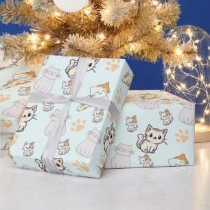 Papier cadeau motif chatons et pattes Kawaii migno