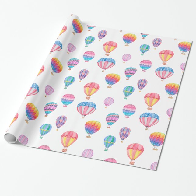 Papier Cadeau Motif chaud de ballon à air (Déroulé)