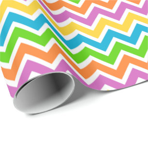 Papier Cadeau Motif chevron arc-en-ciel coloré vif