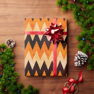 Papier Cadeau Motif chevron zigzag Halloween – Orange et noir