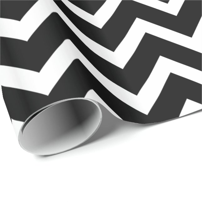 Papier Cadeau Motif Chevron Zigzag noir et blanc (Coin rond)