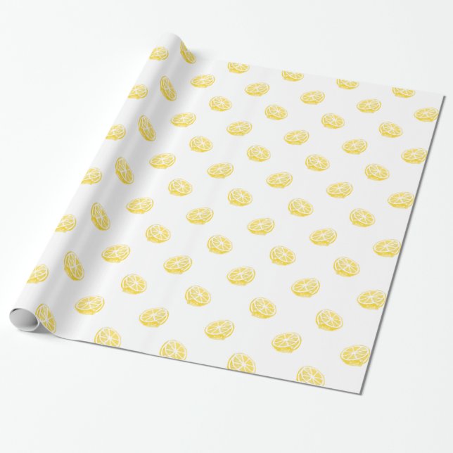 Papier Cadeau Motif citron aquarelle (Déroulé)