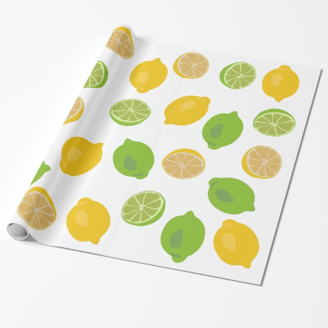 Papier Cadeau Motif citron et citron vert (Déroulé)
