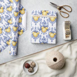 Papier Cadeau Motif Citron Méditerranéen