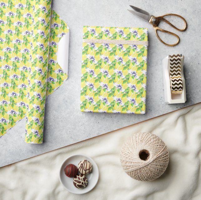 Papier Cadeau Motif citrons Damask (Artisanat)