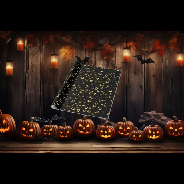 Papier Cadeau Motif Citrouille d'Halloween effrayant (Créateur téléchargé)