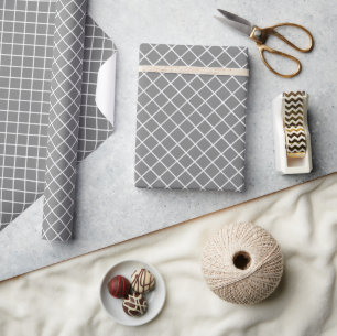 Papier Cadeau Motif Classé Gris Et Blanc