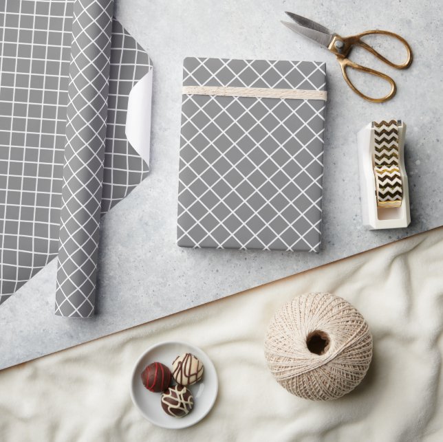 Papier Cadeau Motif Classé Gris Et Blanc (Artisanat)
