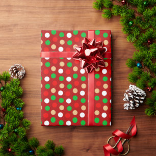 Papier Cadeau Motif classique à points Polka de Noël
