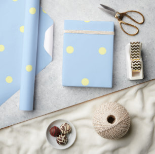 Papier Cadeau Motif classique à pois bleus et jaunes