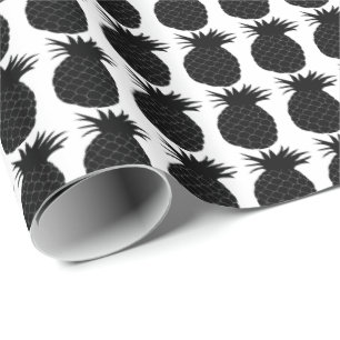 Papier Cadeau Motif classique d'ananas noir et blanc