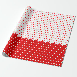 Papier Cadeau Motif Classique De Coeurs D'Amour Rouge Et Blanc