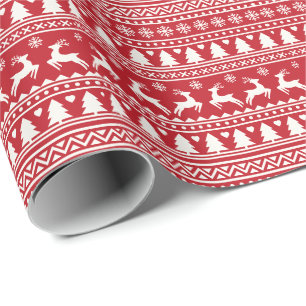 Papier Cadeau Motif classique scandinave de Noël