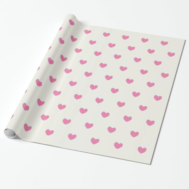 Papier Cadeau Motif Coeurs roses mignons (Déroulé)