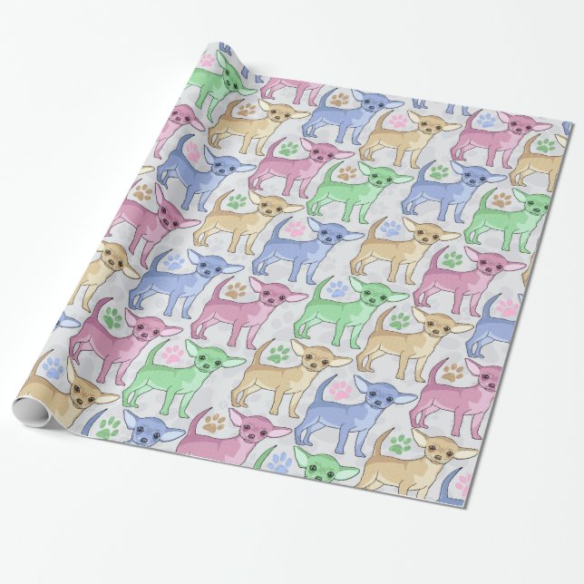 Papier Cadeau Motif coloré d'amant de chiwawa (Déroulé)