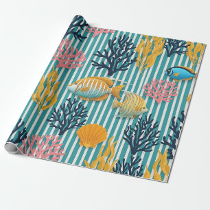 Papier Cadeau Motif Coloré de la Vie Marine Côtière (12)