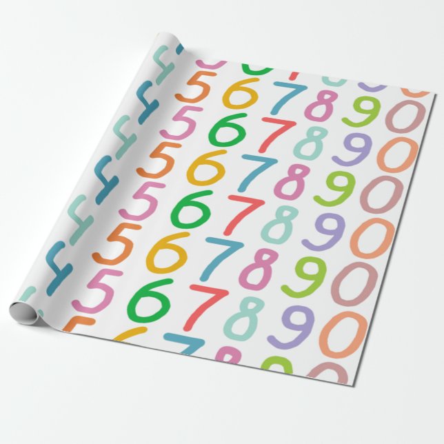 Papier Cadeau Motif coloré de nombres (Déroulé)