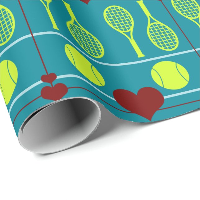 Papier Cadeau Motif coloré de tennis (Coin rond)