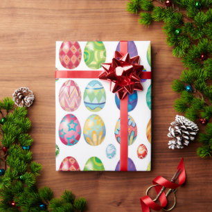Papier Cadeau Motif coloré des oeufs de Pâques modernes   Vacanc