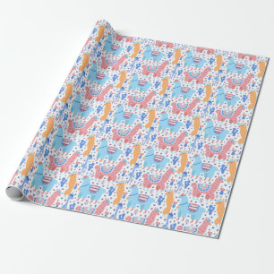 Papier Cadeau Motif coloré lumineux d'alpaga