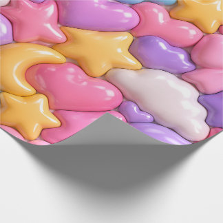 Papier Cadeau Motif complet de bonbons 3D mignons