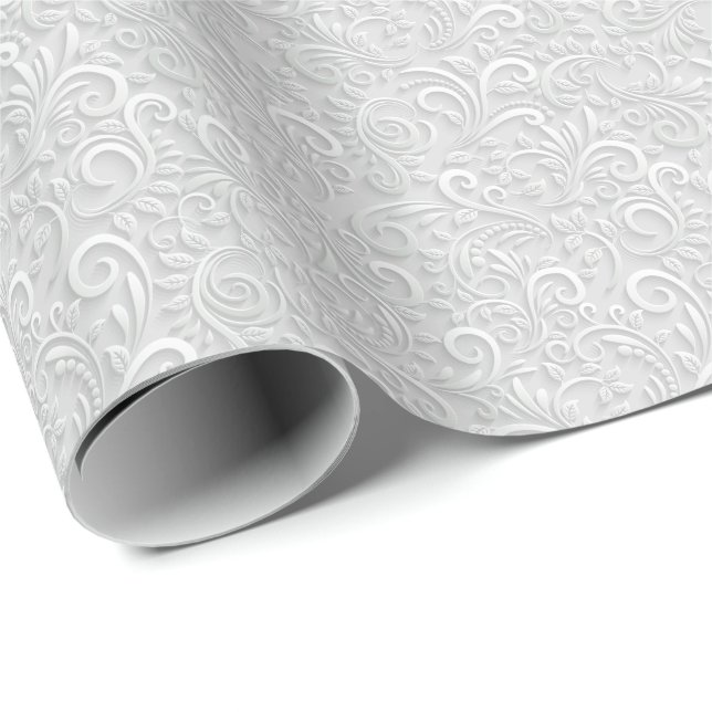 Papier Cadeau Motif continu 3d blanc et gris (Coin rond)