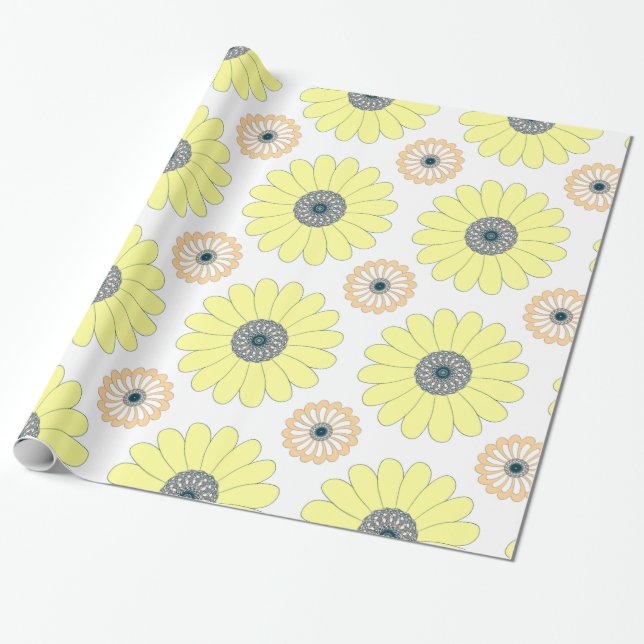 Papier Cadeau Motif continu de tournesols (Déroulé)