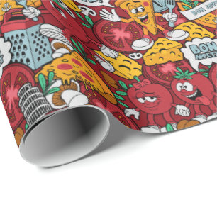 Papier Cadeau motif cool pizza carrelé