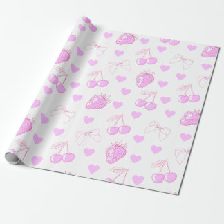 Papier Cadeau Motif Coquette Cherry & Strawberry