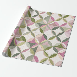 Papier Cadeau Motif Cottagecore Géométrie Florale Pastel