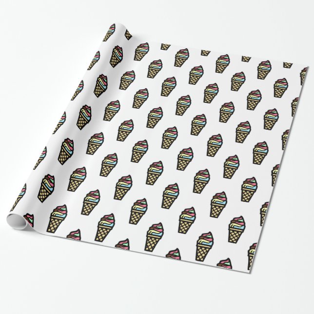 Papier Cadeau Motif couleur crème glacée (Déroulé)