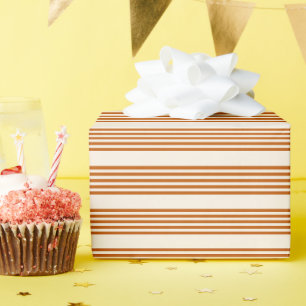 Papier Cadeau Motif couleur orange brun et beige cinq rayures