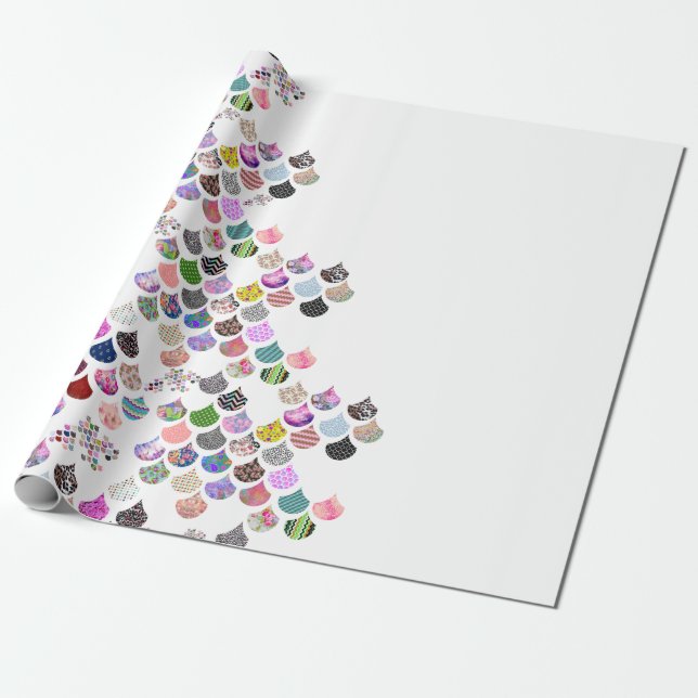 Papier Cadeau Motif cranté par Chevron floral lunatique (Déroulé)