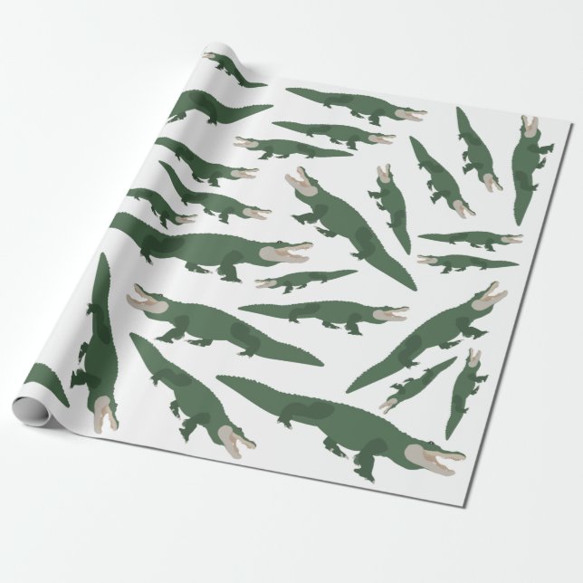Papier Cadeau Motif crocodile de l'alligator mignon (Déroulé)
