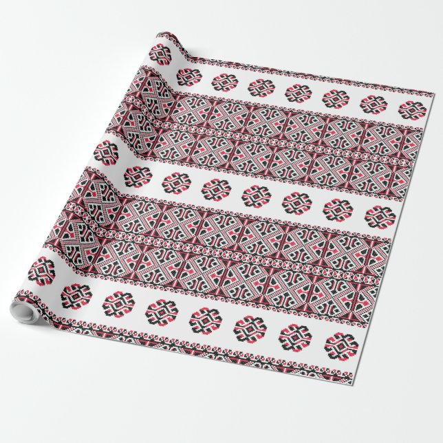 Papier Cadeau Motif croix rouge&noir (Déroulé)