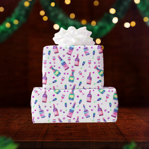 Papier Cadeau Motif d'alcool à l'aquarelle Blanc