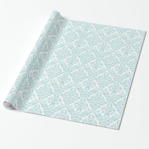 Papier Cadeau Motif Damas bleu clair