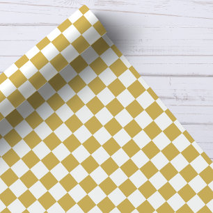 Papier Cadeau Motif damier or et blanc