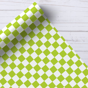 Papier Cadeau Motif damier vert et blanc