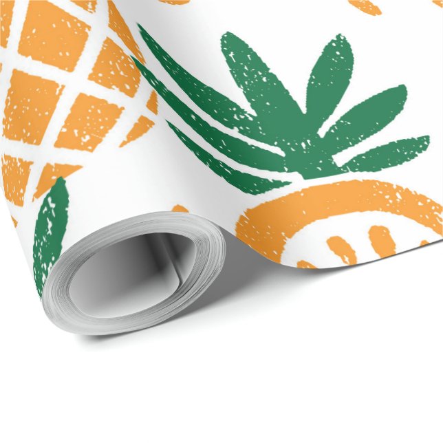 Papier Cadeau Motif d'ananas d'été (Coin rond)