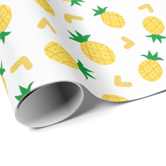Papier Cadeau Motif d'ananas mou et drôle (Coin rond)