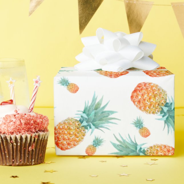 Papier Cadeau Motif d'ananas tropical | Thème Fruit (Fête d'anniversaire)