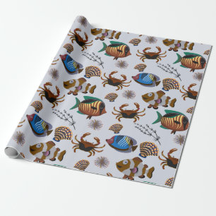 Papier Cadeau Motif d'animaux aquatiques vie sous-marine 14